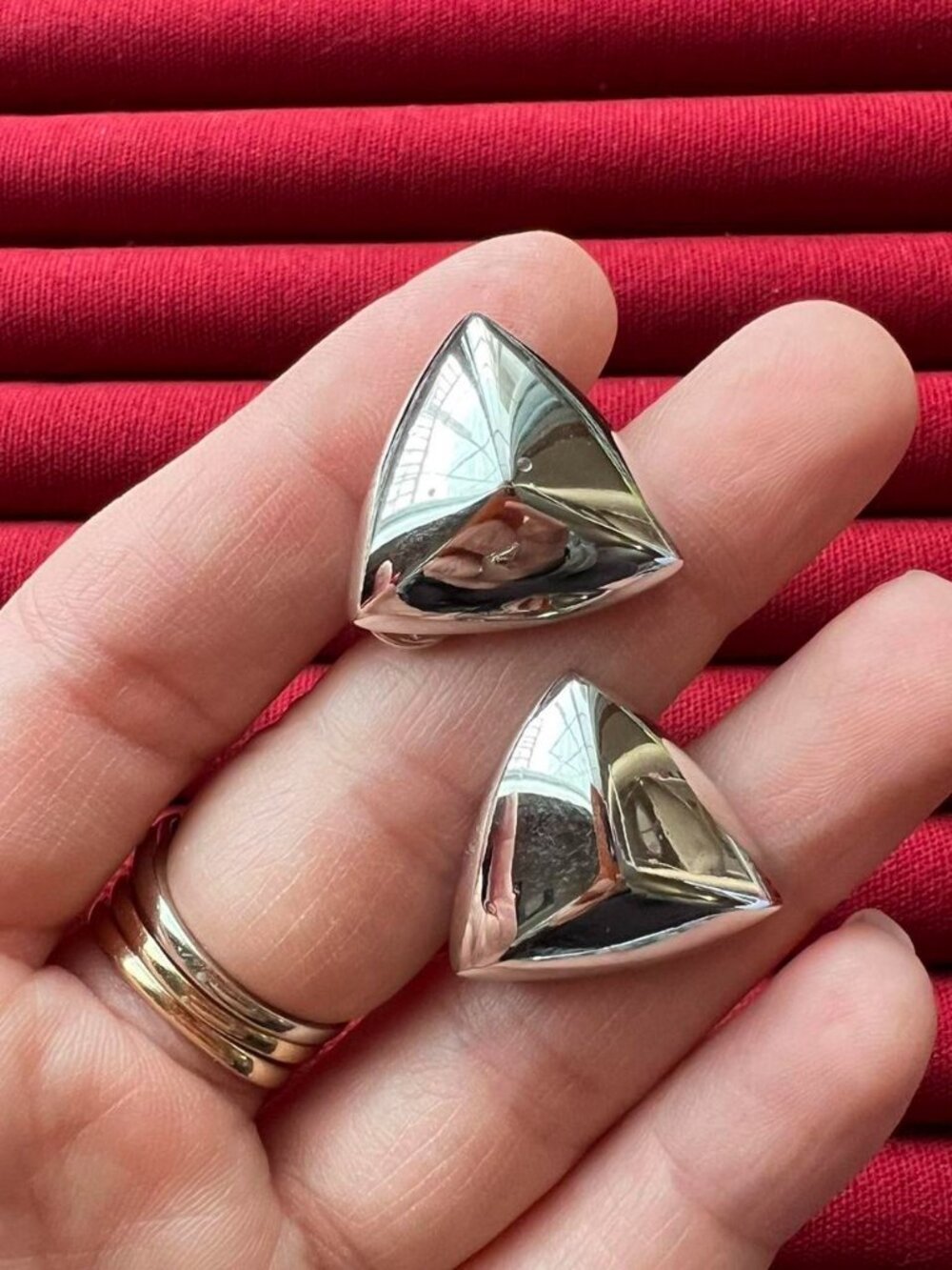 Monet Silver Tone Triangle Clip On Earrings